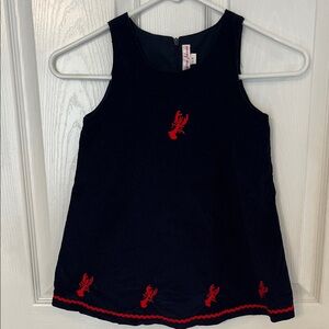 Navy Corduroy Jumper with Red Lobster Embroidery